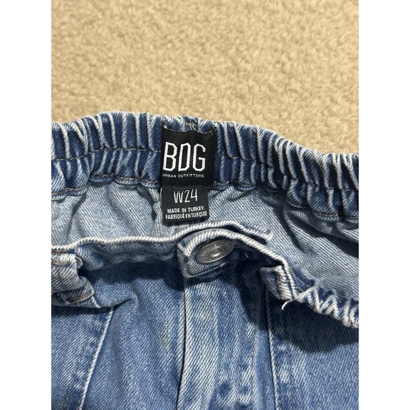 Urban Outfitters BDG 100% Cotton Denim Joggers Size 24 Oversized Elastic Waist - Picture 5 of 6